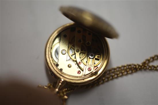 A late 19th/early 20th century French? gold and enamelled fob watch,